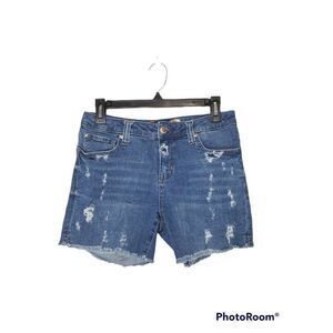 Seven7 Denim Weekend Cut Off Style Heavily Distressed Raw Hem Jean Shorts